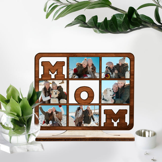 Mom, Custom Photo, 6 Pictures, Wooden Plaque 3 Layers