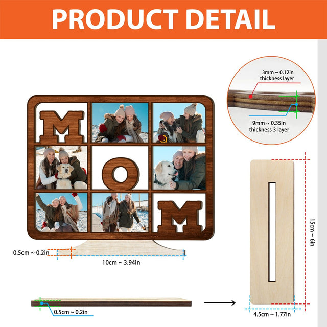 Mom, Custom Photo, 6 Pictures, Wooden Plaque 3 Layers