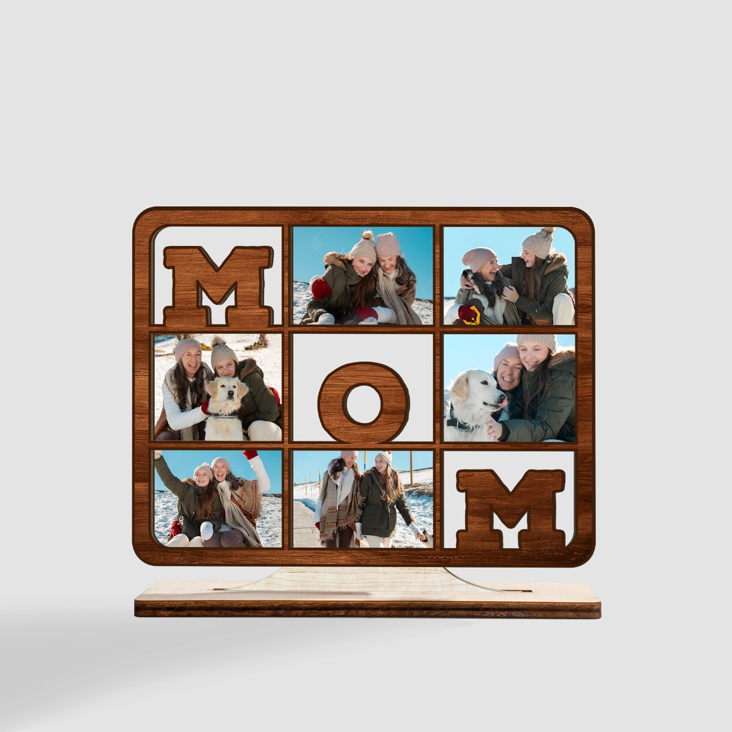 Mom, Custom Photo, 6 Pictures, Wooden Plaque 3 Layers