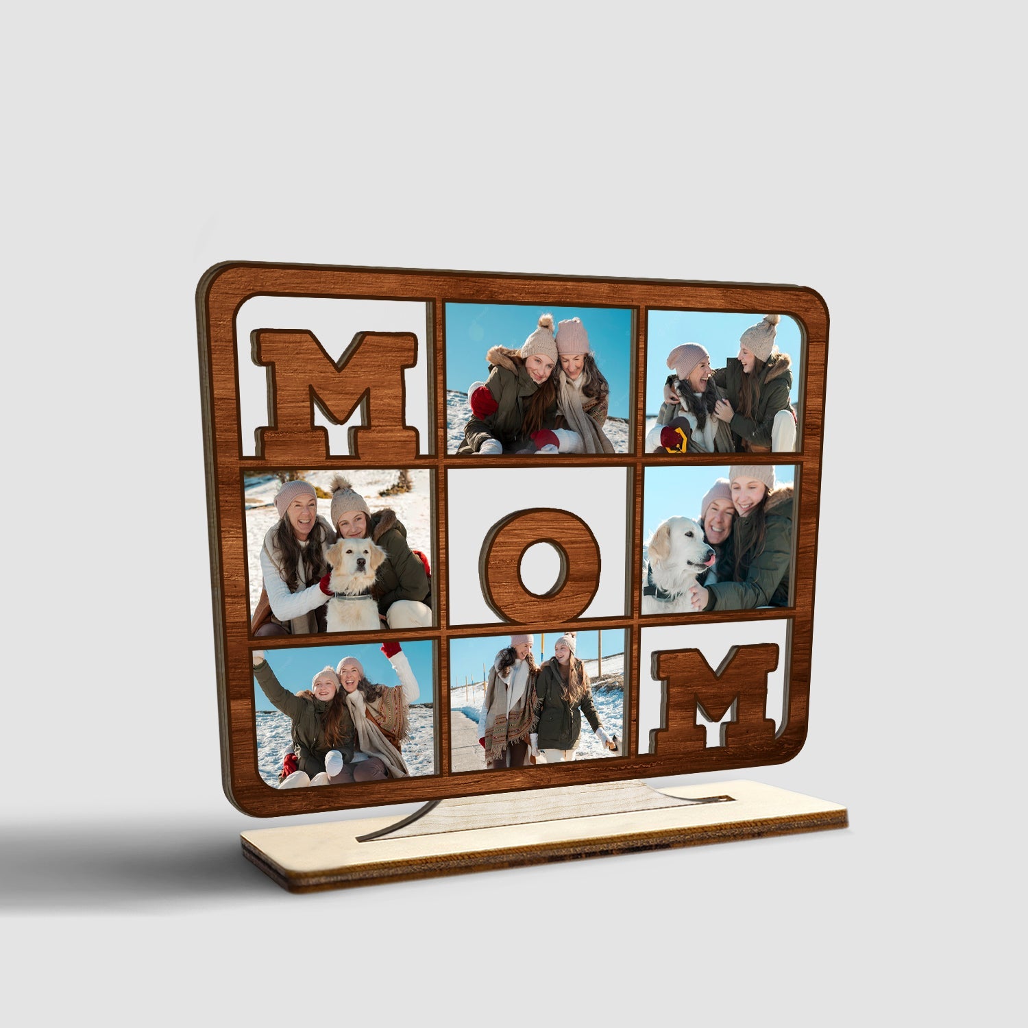 Mom, Custom Photo, 6 Pictures, Wooden Plaque 3 Layers