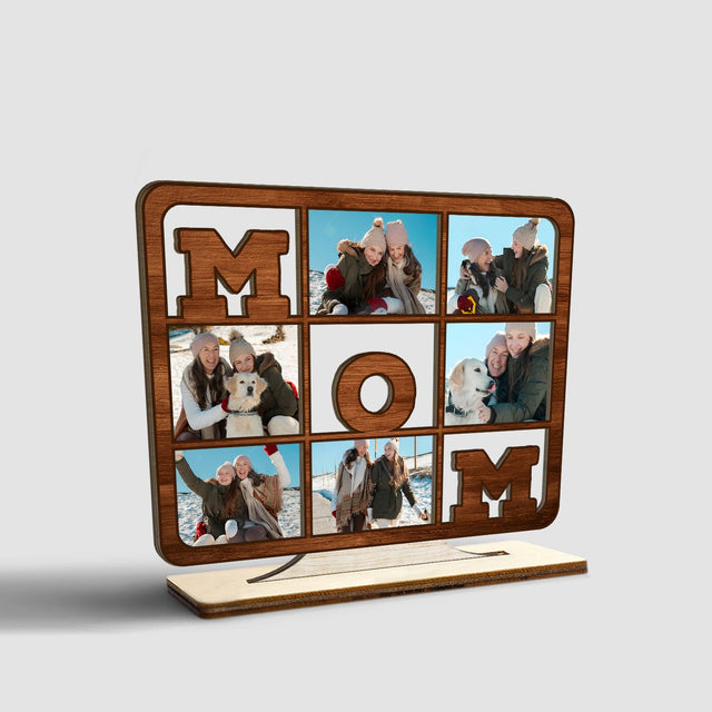 Mom, Custom Photo, 6 Pictures, Wooden Plaque 3 Layers