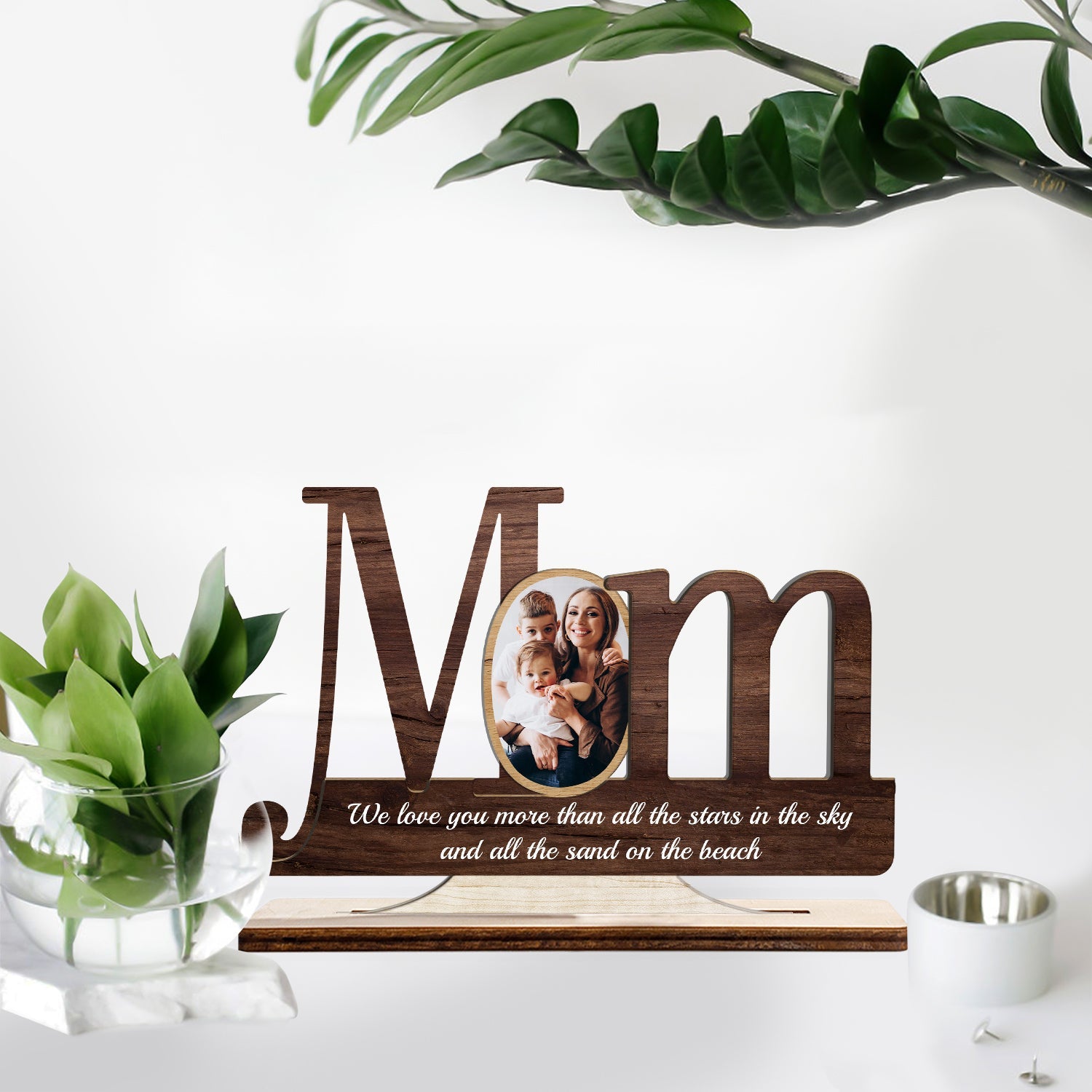 Mom, Custom Photo And Personalized Text, Wooden Plaque 3 Layers