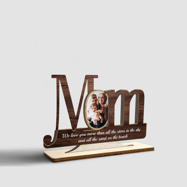 Mom, Custom Photo And Personalized Text, Wooden Plaque 3 Layers