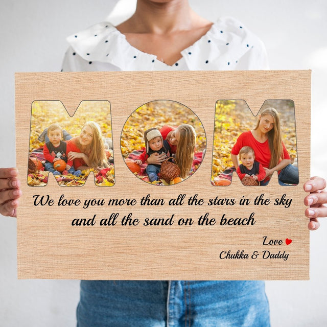 Mom Custom Photo - Personalized Light Wood Background Canvas