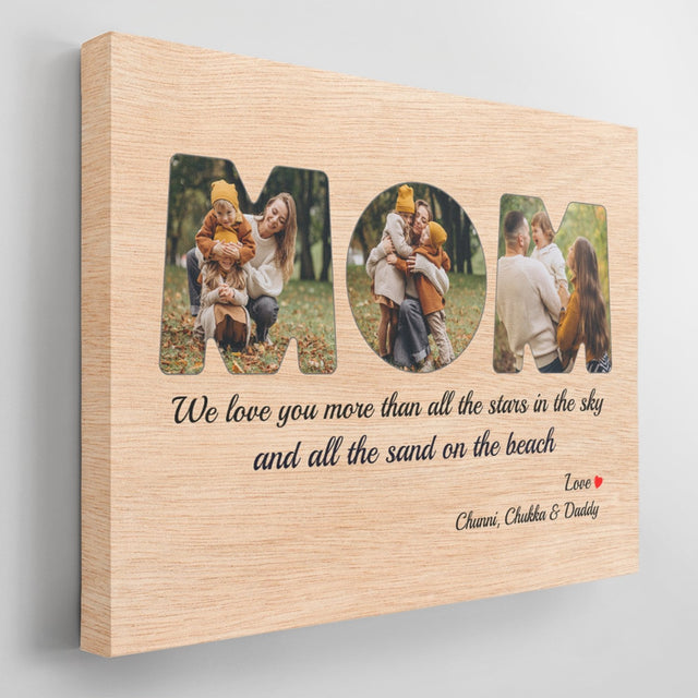 Mom Custom Photo - Personalized Light Wood Background Canvas