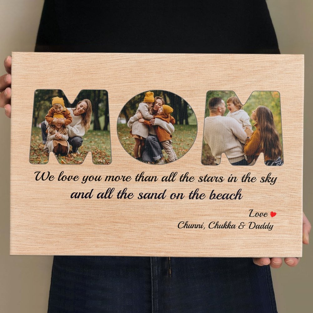 Unique Mom Custom Photo Canvas Wall Art- Light Wood Vintage Background