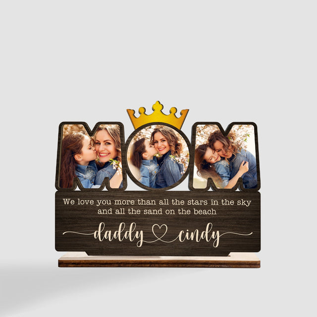 Mom, Custom Photo, Personalized Name, Wooden Plaque 3 Layers