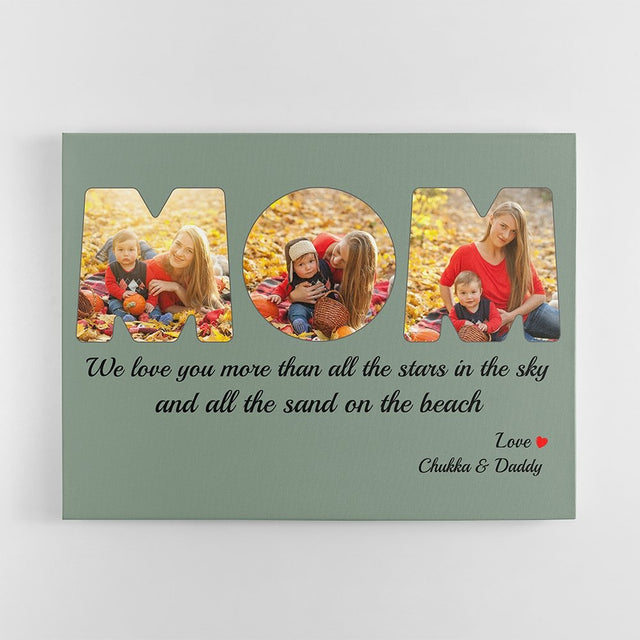 Mom Custom Photo - Personalized Vintage Green Background Canvas