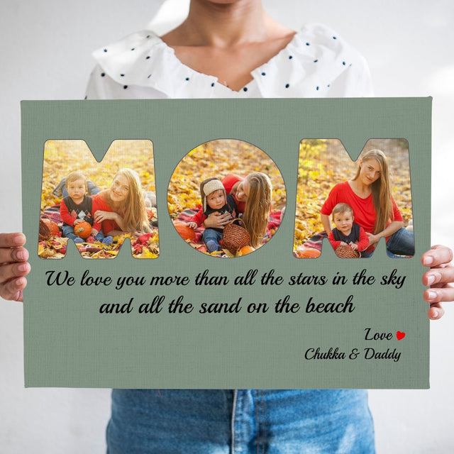 Mom Custom Photo - Personalized Vintage Green Background Canvas