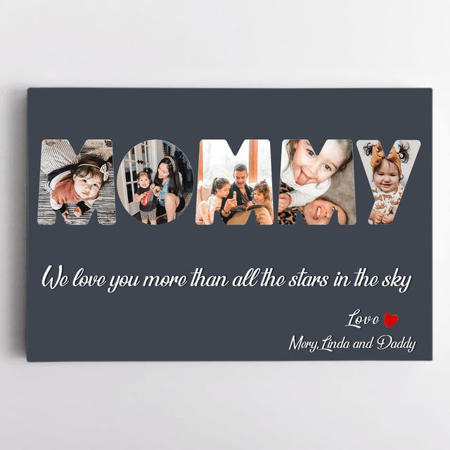 Mom Custom Photo - Personalized Vintage Navy Background Canvas