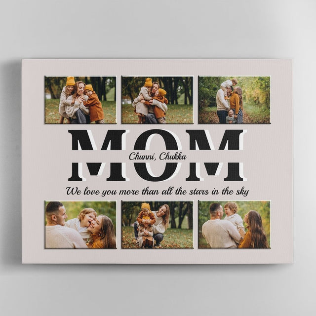 Mom Custom Text and Photo - Personalized Light Grey Background Canvas