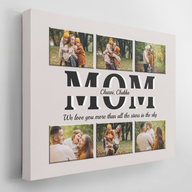 Mom Custom Text and Photo - Personalized Light Grey Background Canvas