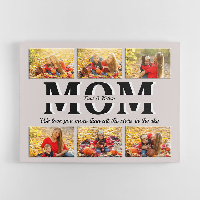 Mom Custom Text and Photo - Personalized Light Grey Background Canvas