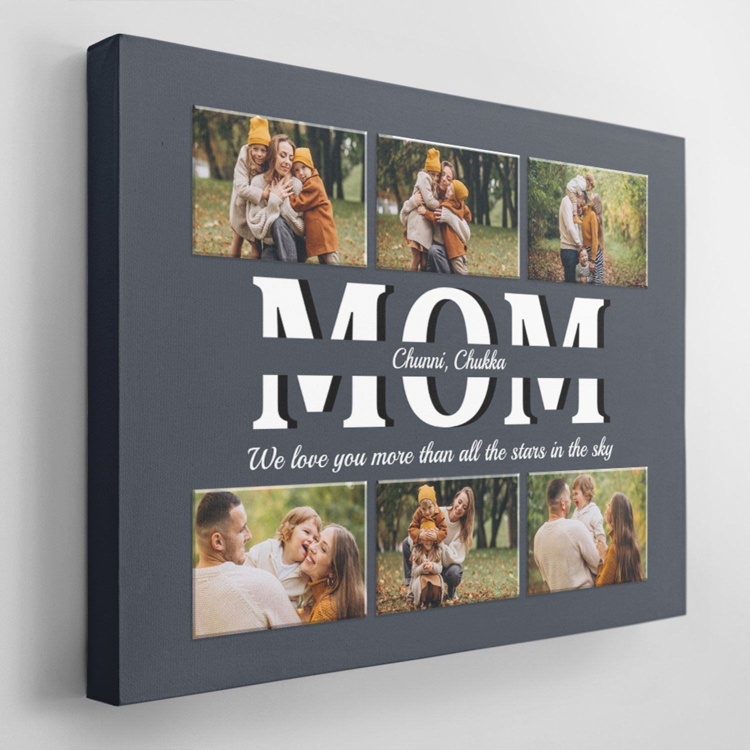 Mom Custom Text and Photo - Personalized Navy Vintage Background Canvas