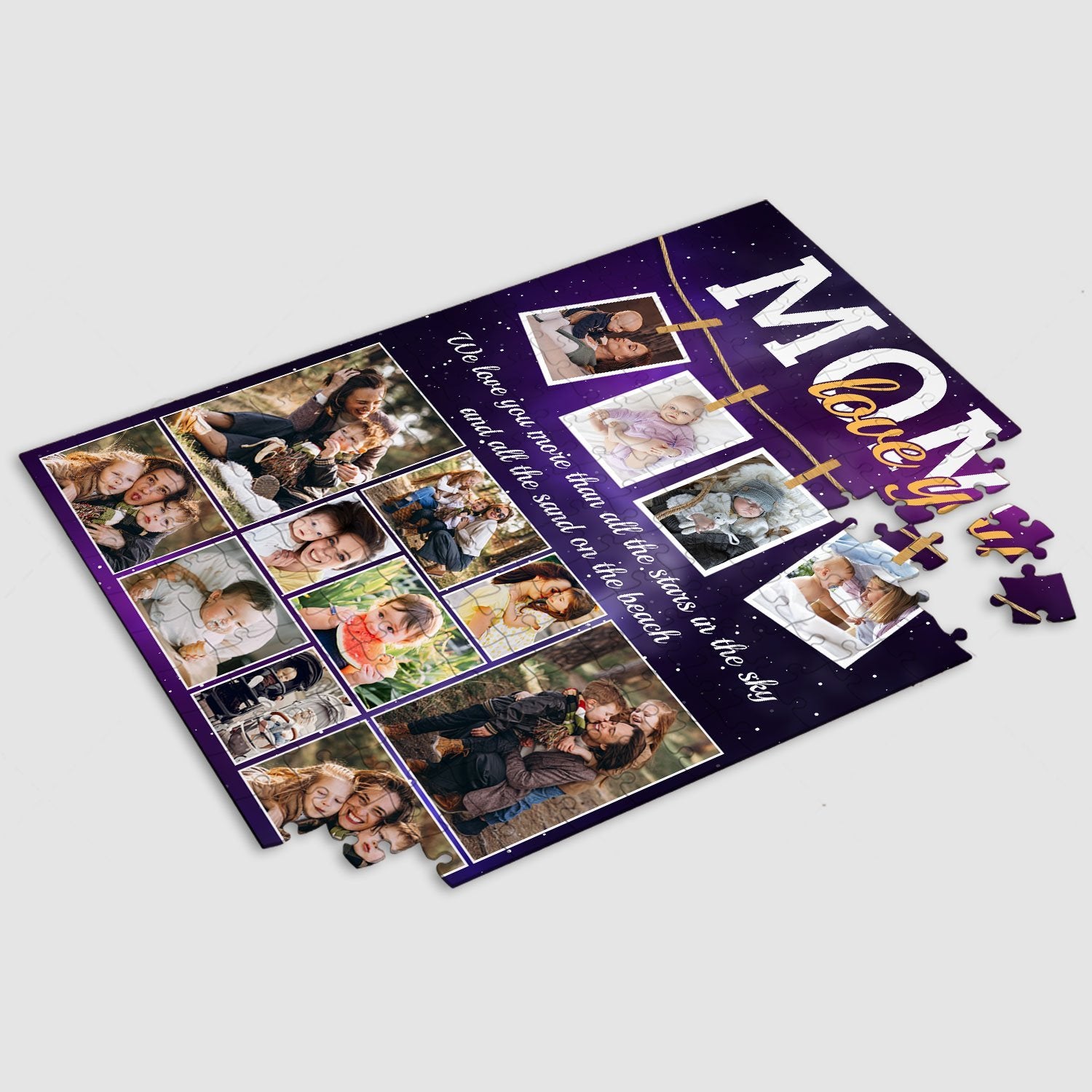 Mom, Love You, Custom Photo, Personalized Text Jigsaw Puzzles