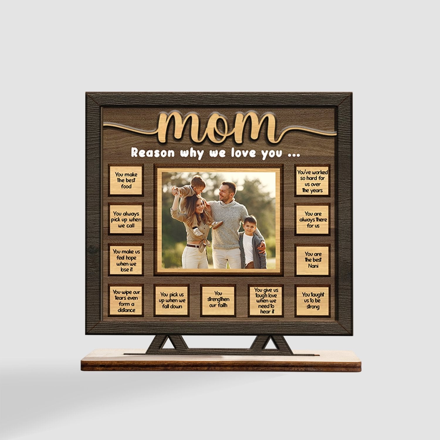 Mom Reason Why We Love You, Custom Photo, Wooden Plaque 3 Layers