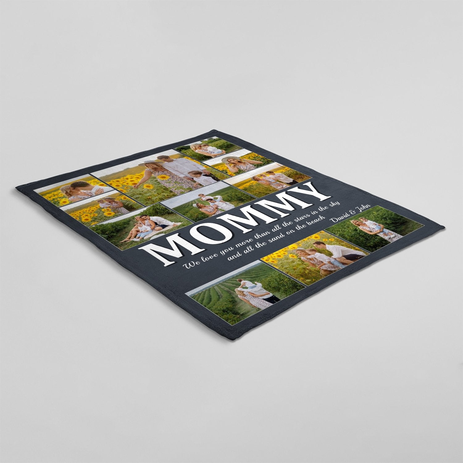 Mommy Custom Photo Collage, 11 Pictures, Personalized Name And Text Blanket