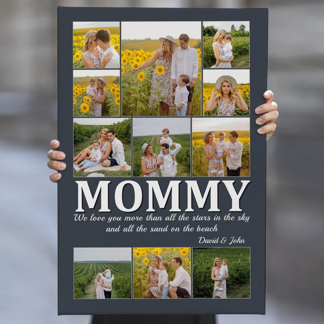 Mommy Custom Photo Collage, Personalized Name And Text Canvas Wall Art