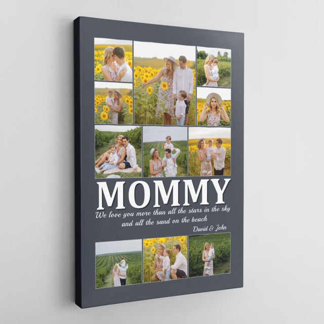 Mommy Custom Photo Collage, Personalized Name And Text Canvas Wall Art