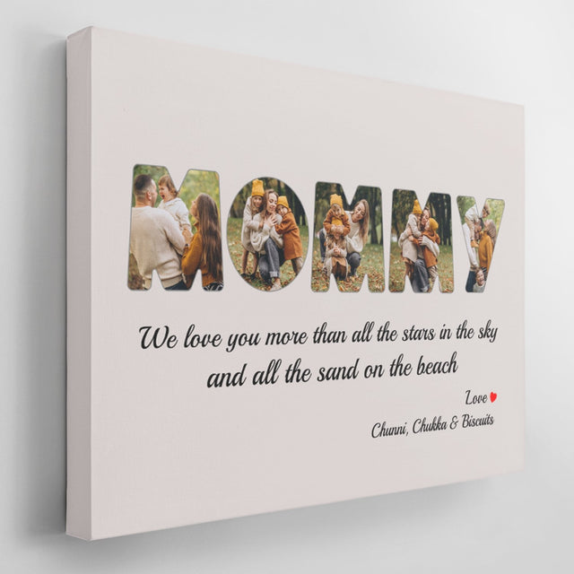 Mommy Custom Photo - Personalized Light Grey Background Canvas