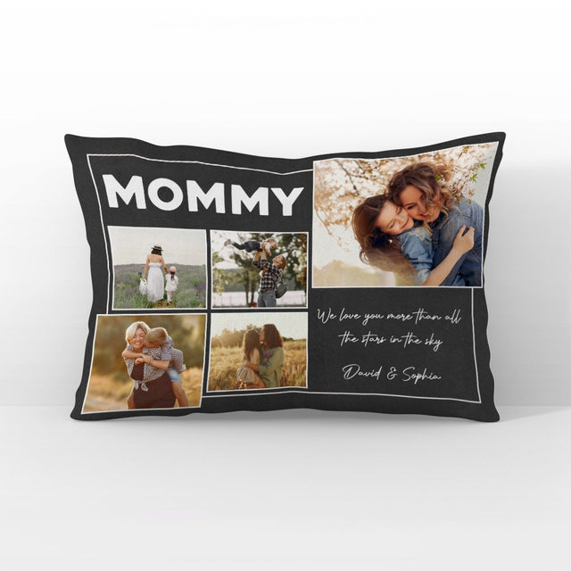 Mommy, Custom Photo, Personalized Text Pillow