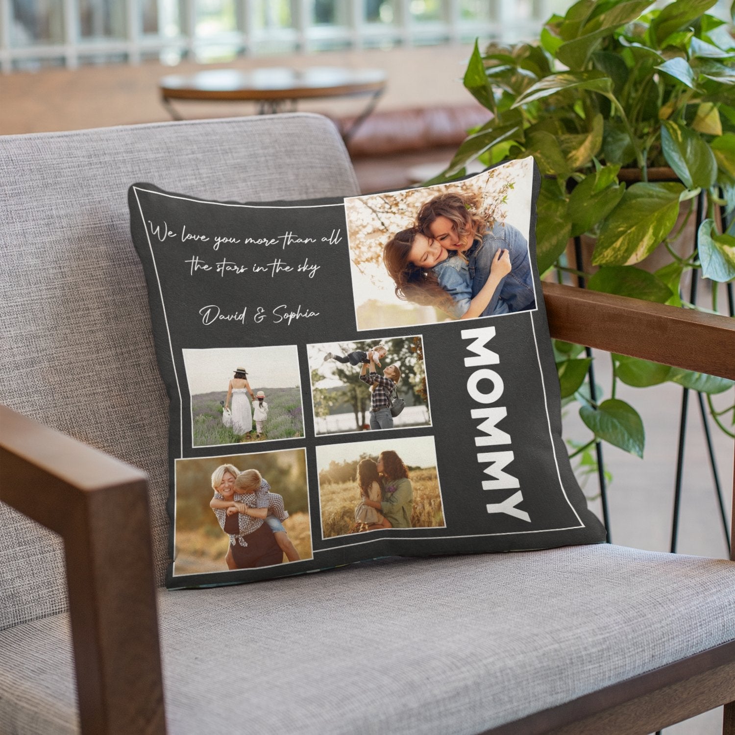 Mommy, Custom Photo, Personalized Text Pillow