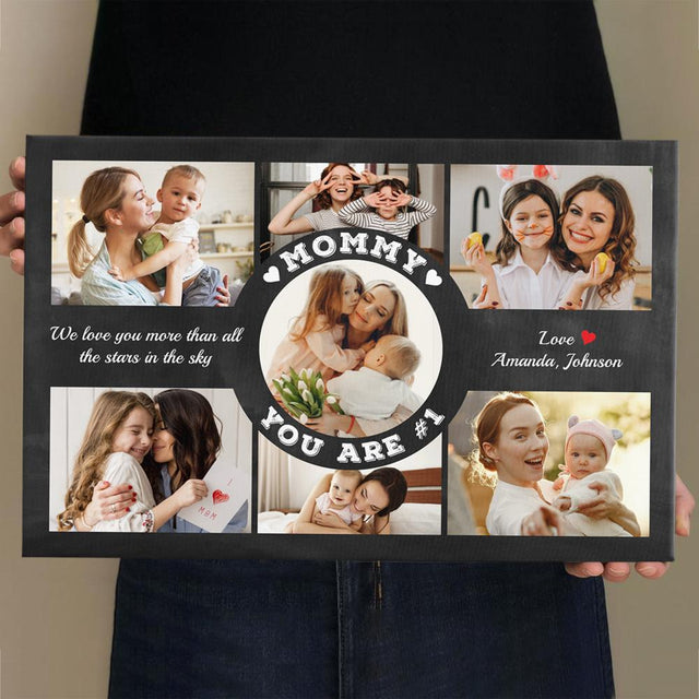 Mommy You Are Number 1, Custom Photo Collage, Personalized Name And Text Canvas Wall Art