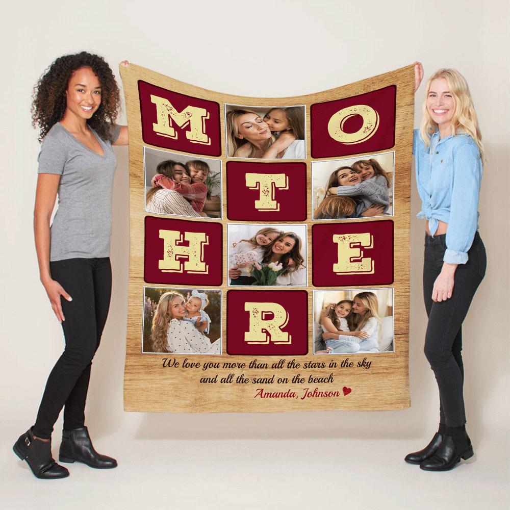 Mother, Custom Photo Collage, Personalized Name Blanket