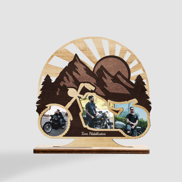 Motorcycle, Custom Photo, Wooden Plaque 3 Layers