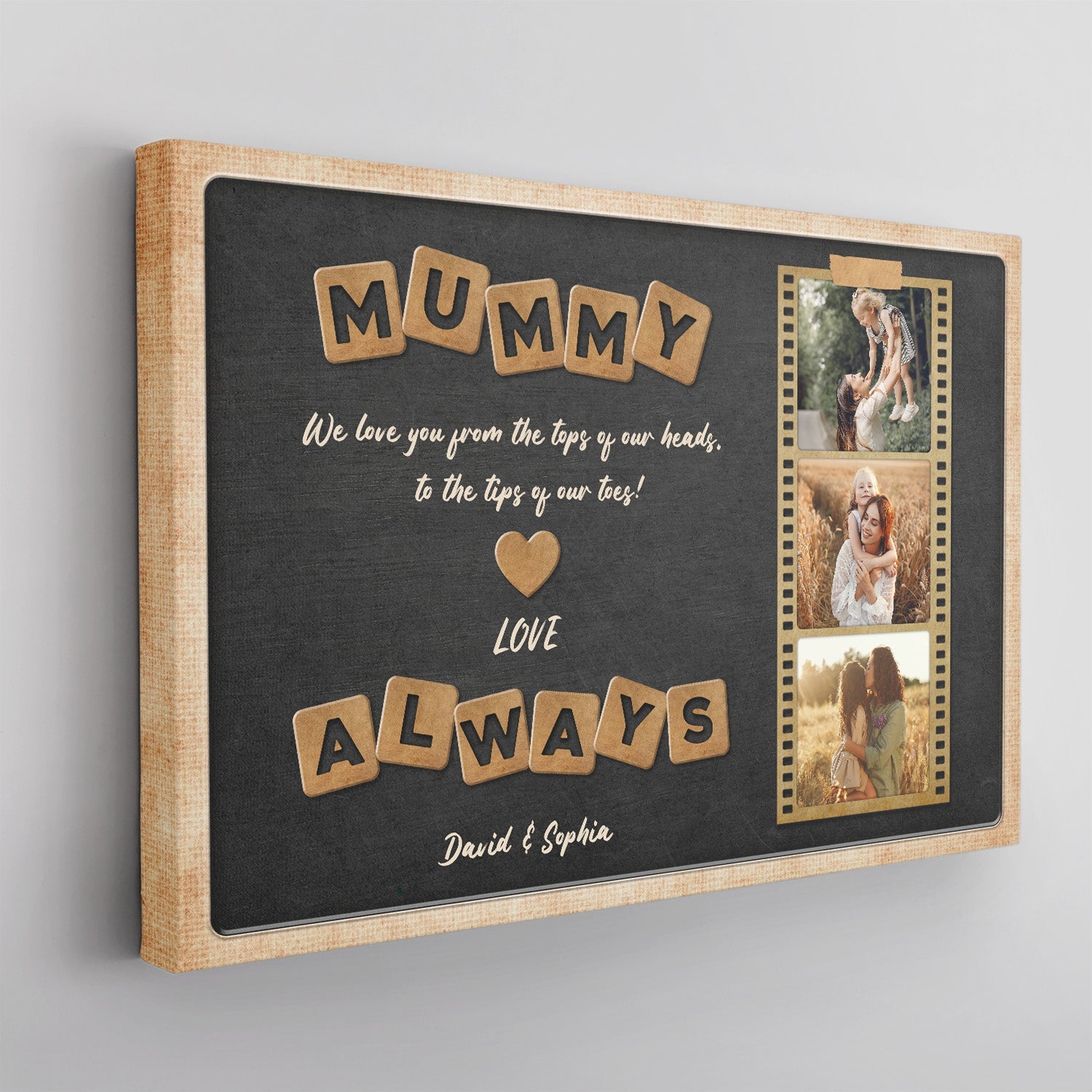 Mummy, Always Love You, Custom Photo, Personalized Name And Text Canvas Wall Art