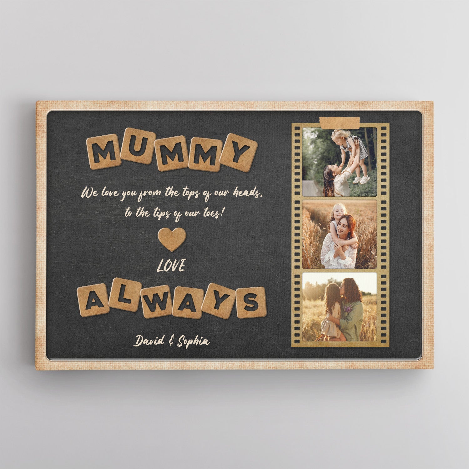 Mummy, Always Love You, Custom Photo, Personalized Name And Text Canvas Wall Art