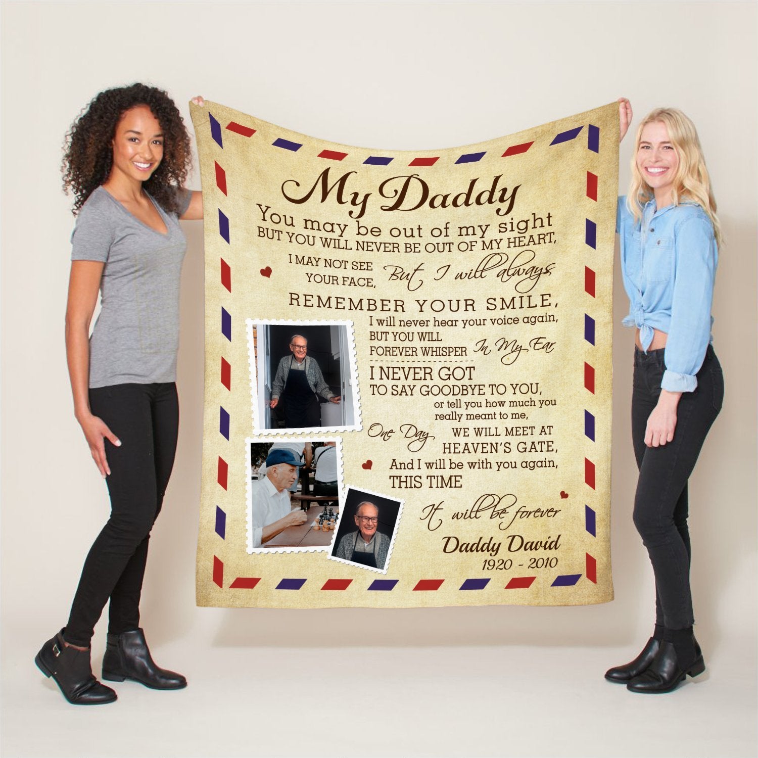 My Daddy, You Will Never Be Out Of My Heart, Custom Photo And Name Blanket