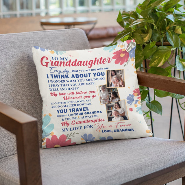 My Granddaughter My Love For You Is Forever, Custom Photo, Personalized Text Pillow