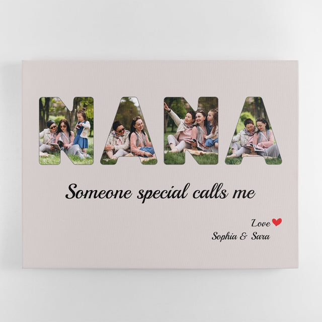 NANA Custom Photo - Personalized Light Grey Background Canvas