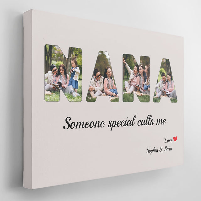 NANA Custom Photo - Personalized Light Grey Background Canvas