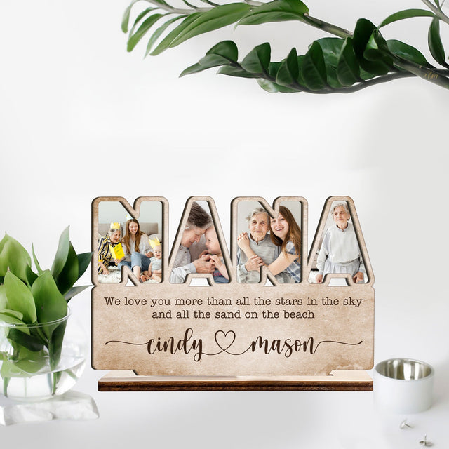 Nana, Custom Photo, Personalized Name, Wooden Plaque 3 Layers