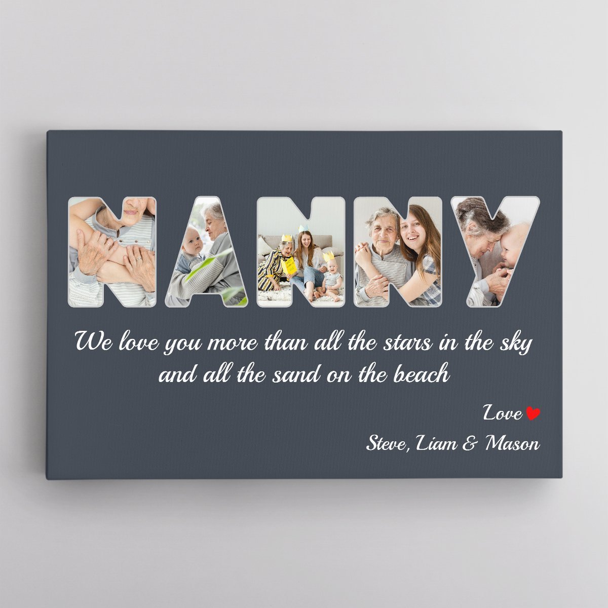 Nanny Custom Photo - Personalized Name And Text Canvas Wall Art