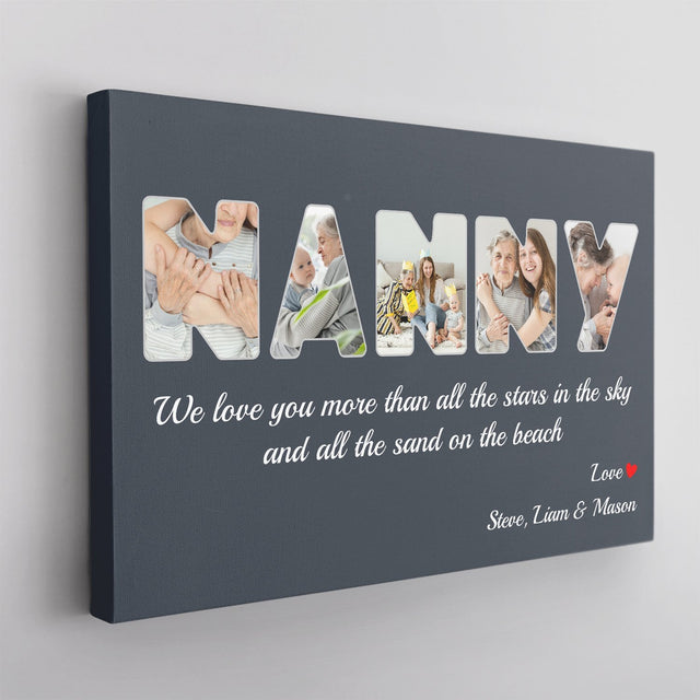 Nanny Custom Photo - Personalized Name And Text Canvas Wall Art