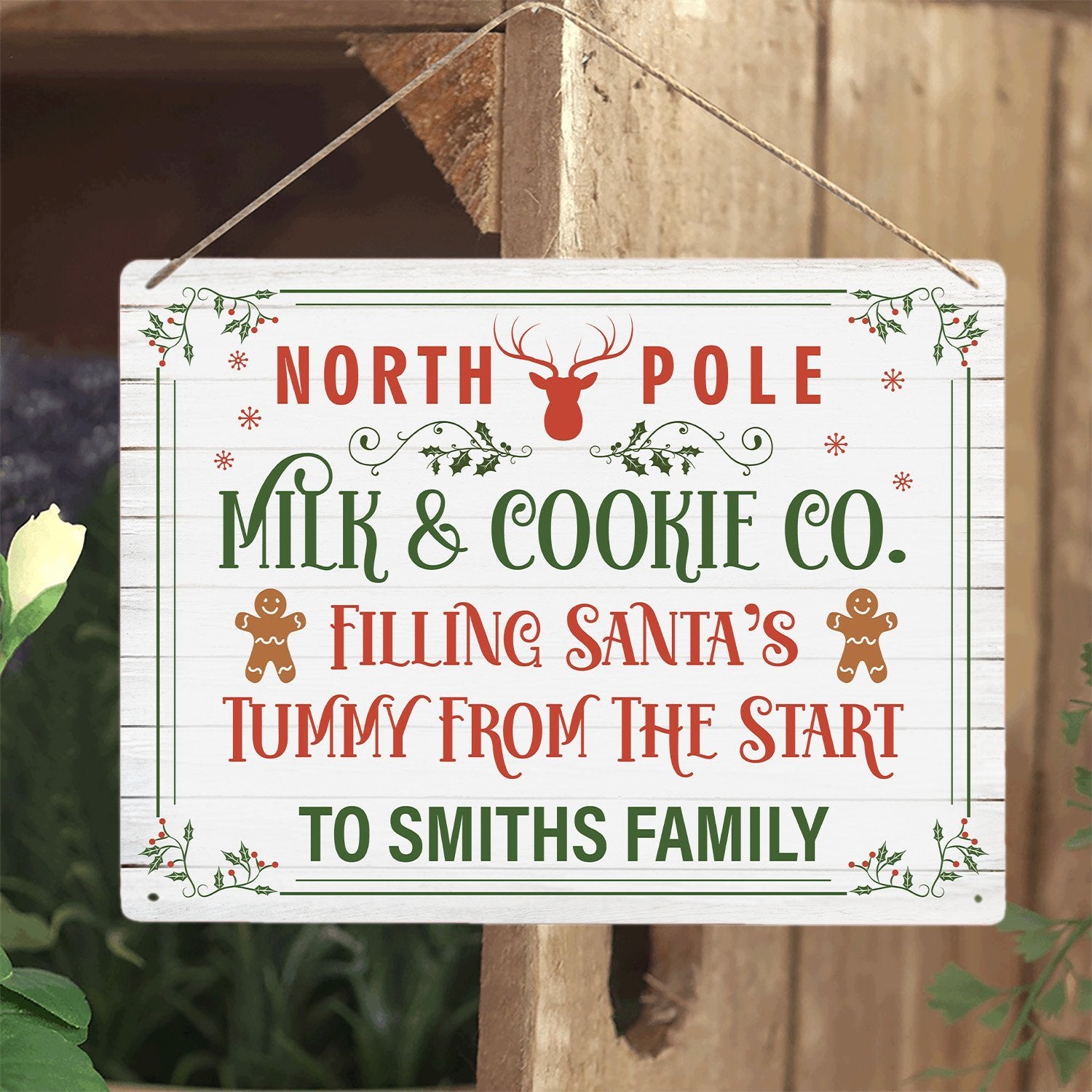 North Pole Milk N Cookie Sign, Custom Metal Sign, Christmas Sign