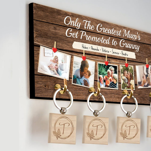 Only The Greatest Mum's Get Promoted To Granny, Custom Photo Collage, Key Hook
