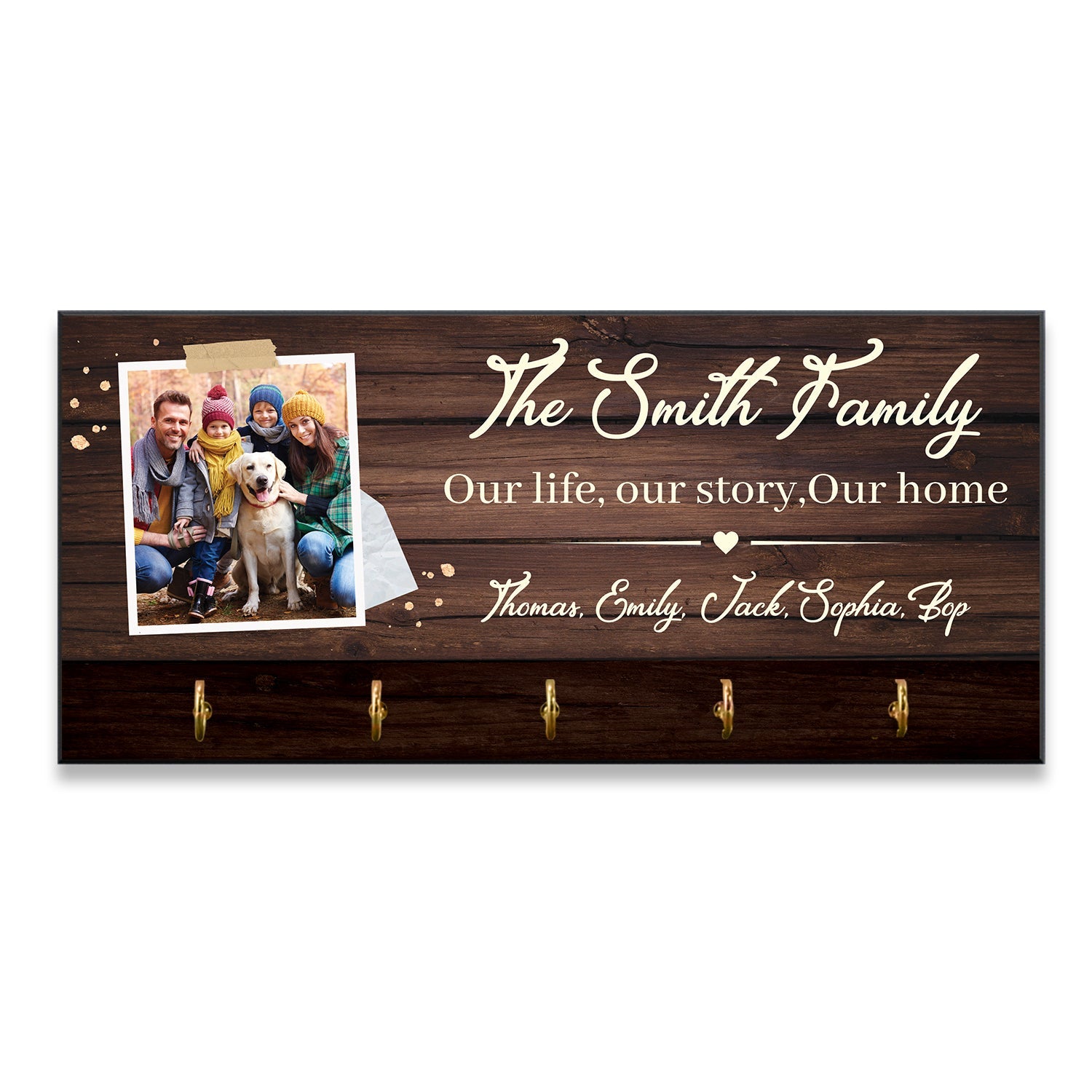 Our Life, Our Story, Our Home, Custom Photo And Name, Key Hook