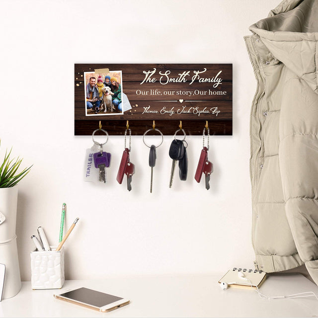 Our Life, Our Story, Our Home, Custom Photo And Name, Key Hook