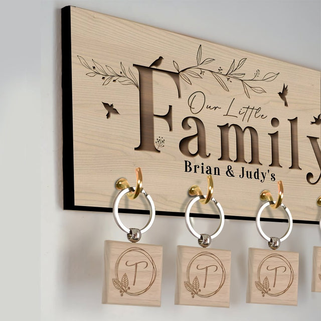 Our Little Family, Custom Key Hook, Personalized Family Name