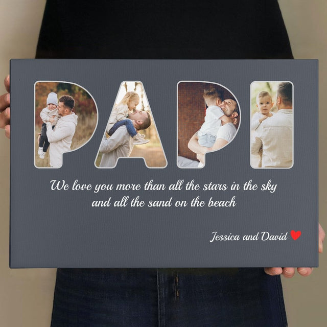 Papi Custom Photo - Personalized Name And Text Canvas Wall Art