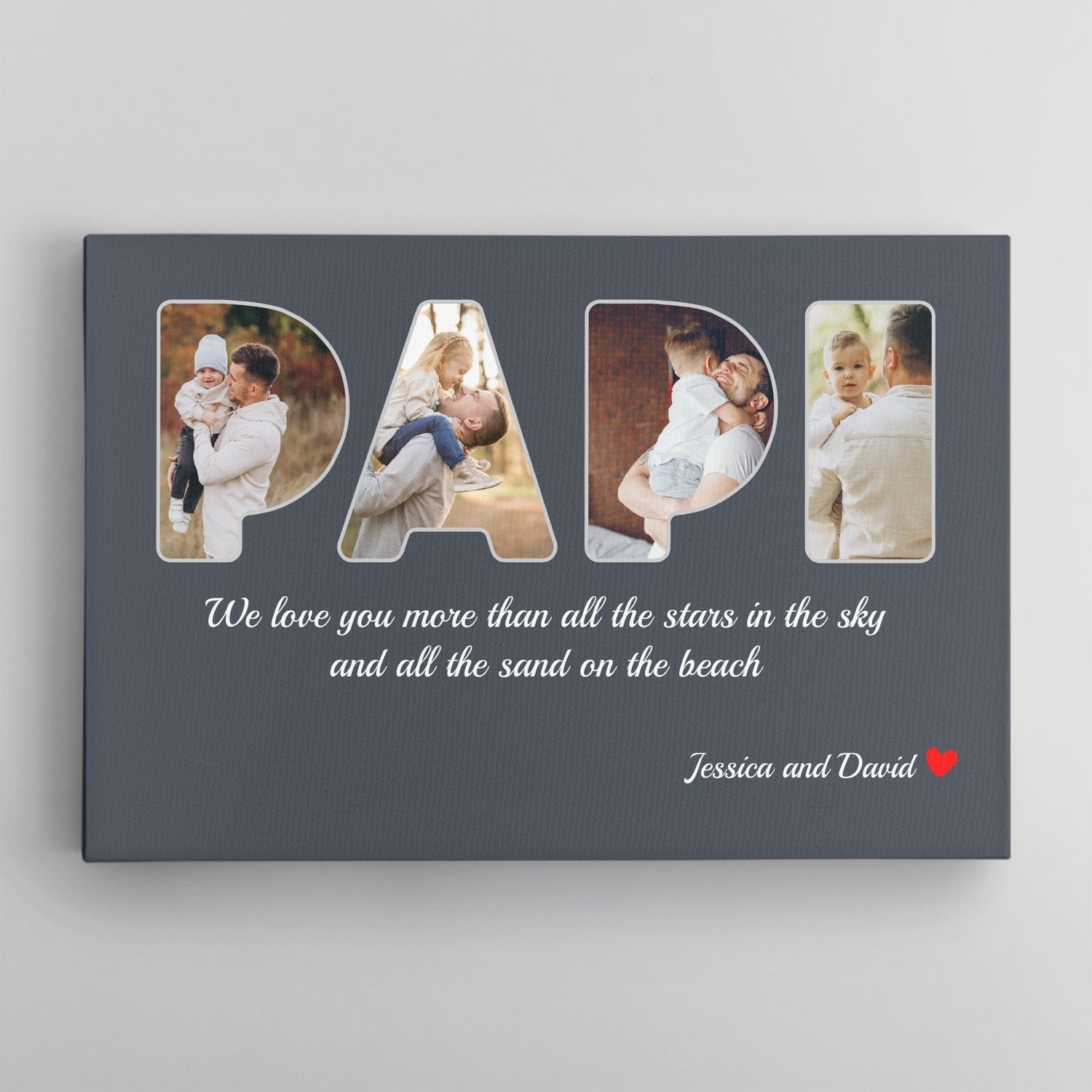 Papi Custom Photo - Personalized Name And Text Canvas Wall Art
