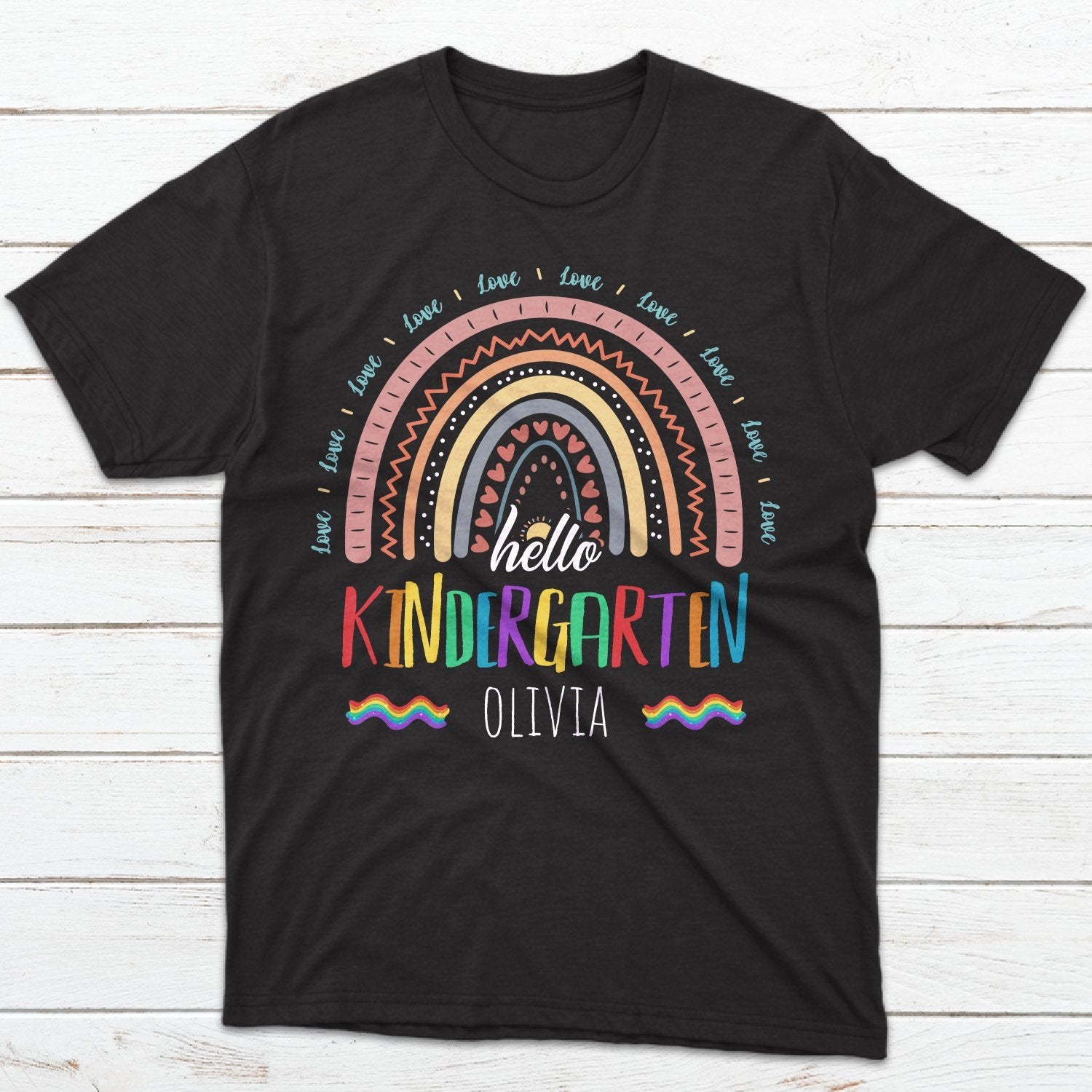 Personalized Back To School Shirt, Rainbow Kids T-shirt