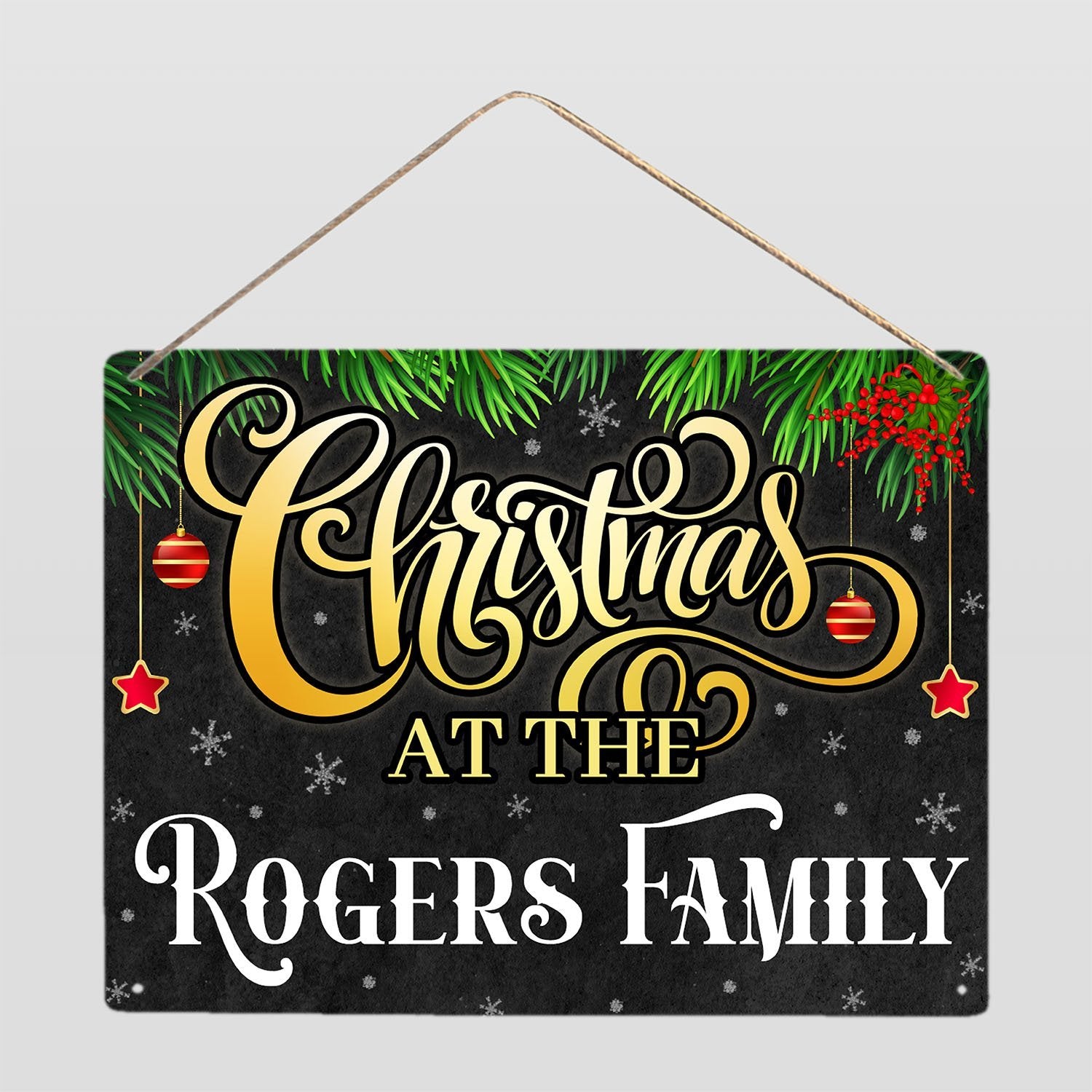 Personalized Christmas Family Sign, Personalized Family Name