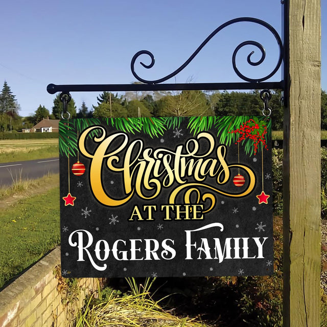 Personalized Christmas Family Sign, Personalized Family Name
