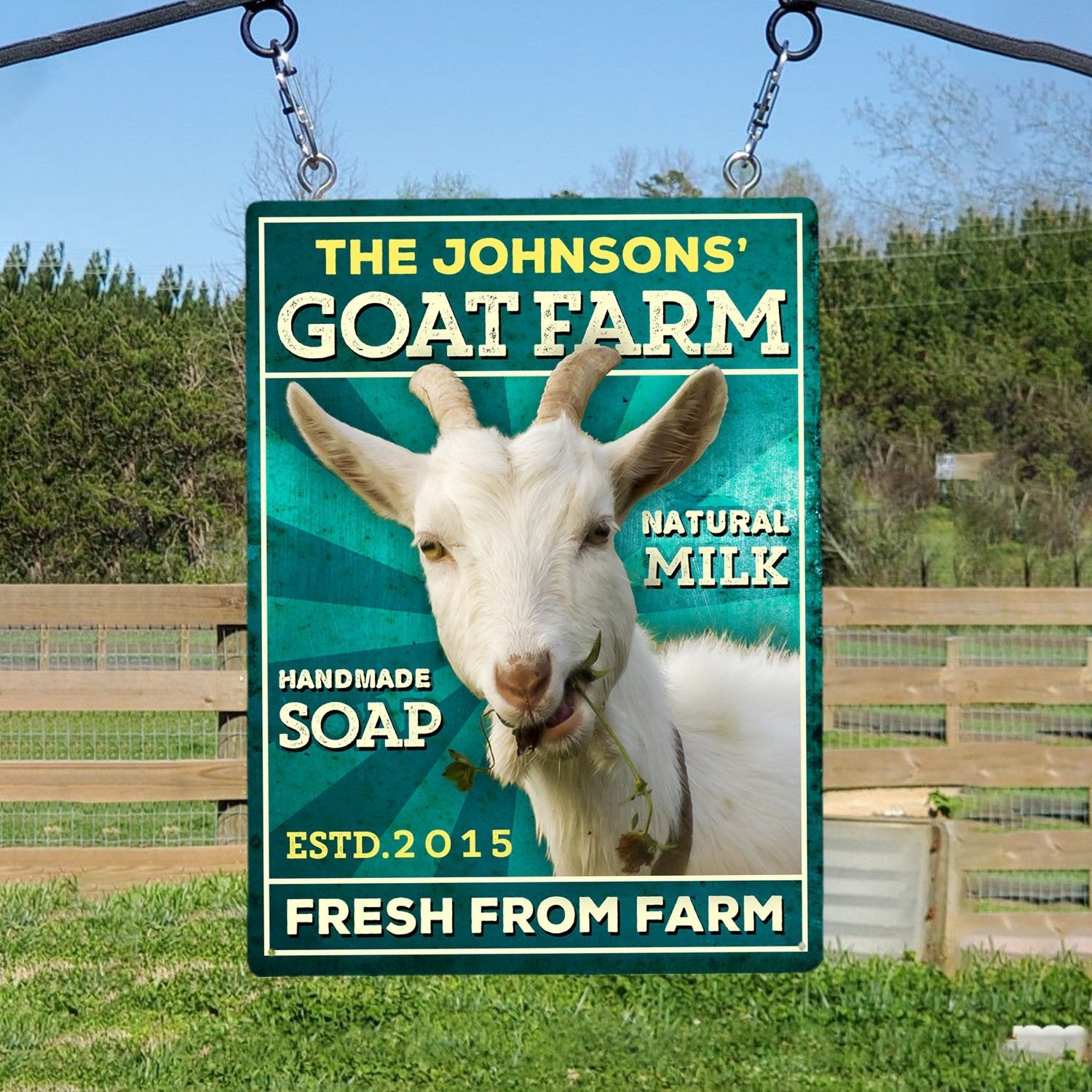 Personalized Goat Farm, Fresh From Farm, Customized Metal Sign, Custom Name And Years