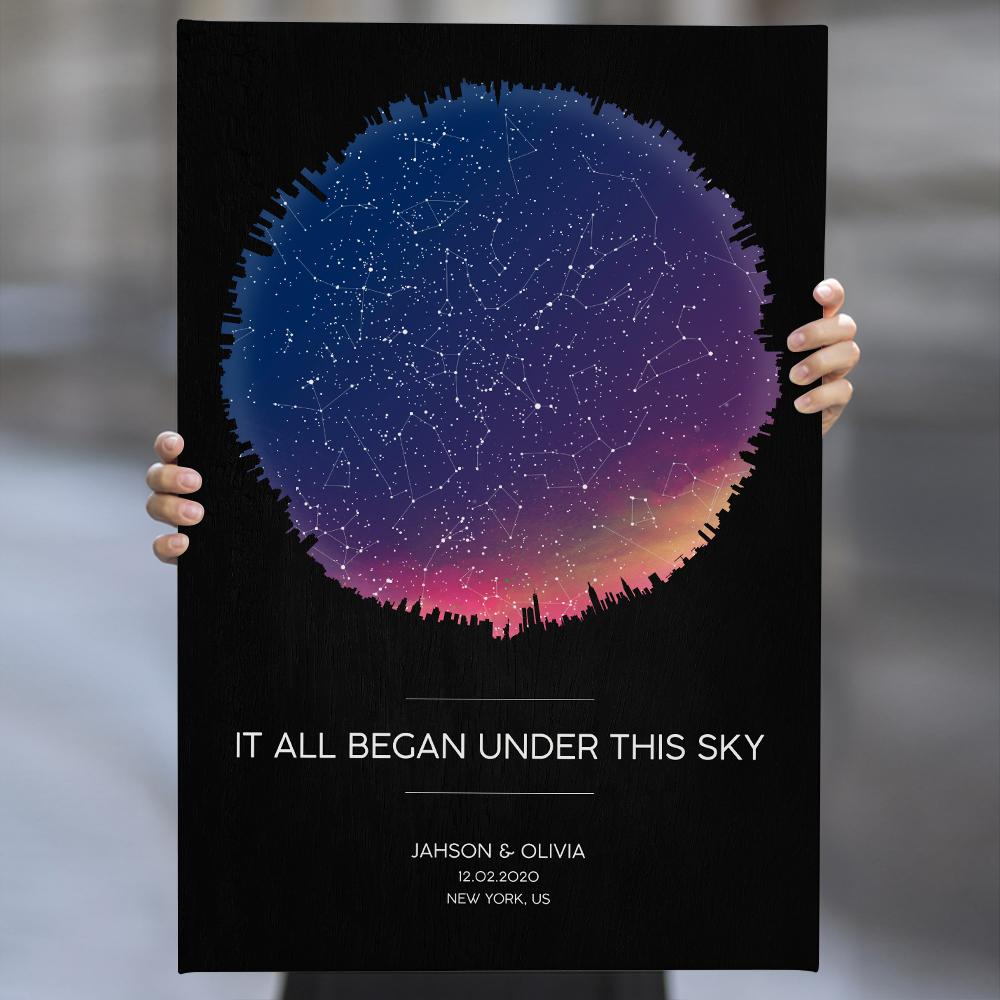 Personalized Night Sky And Custom Text City Background